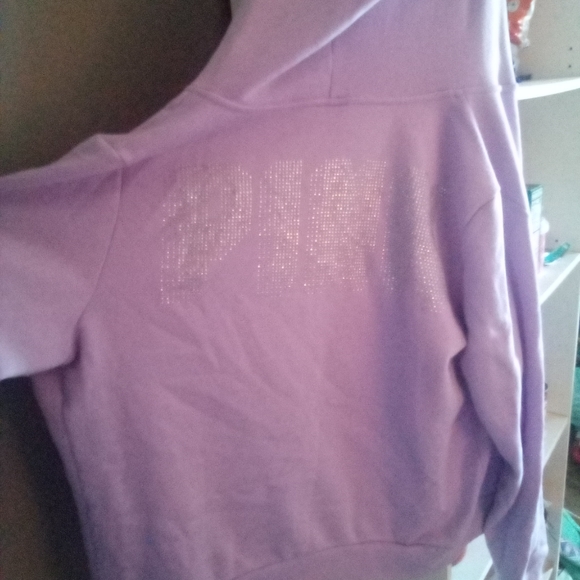 Vs pink brand new lilac zip up bling hoodie size large htf - Picture 2 of 7